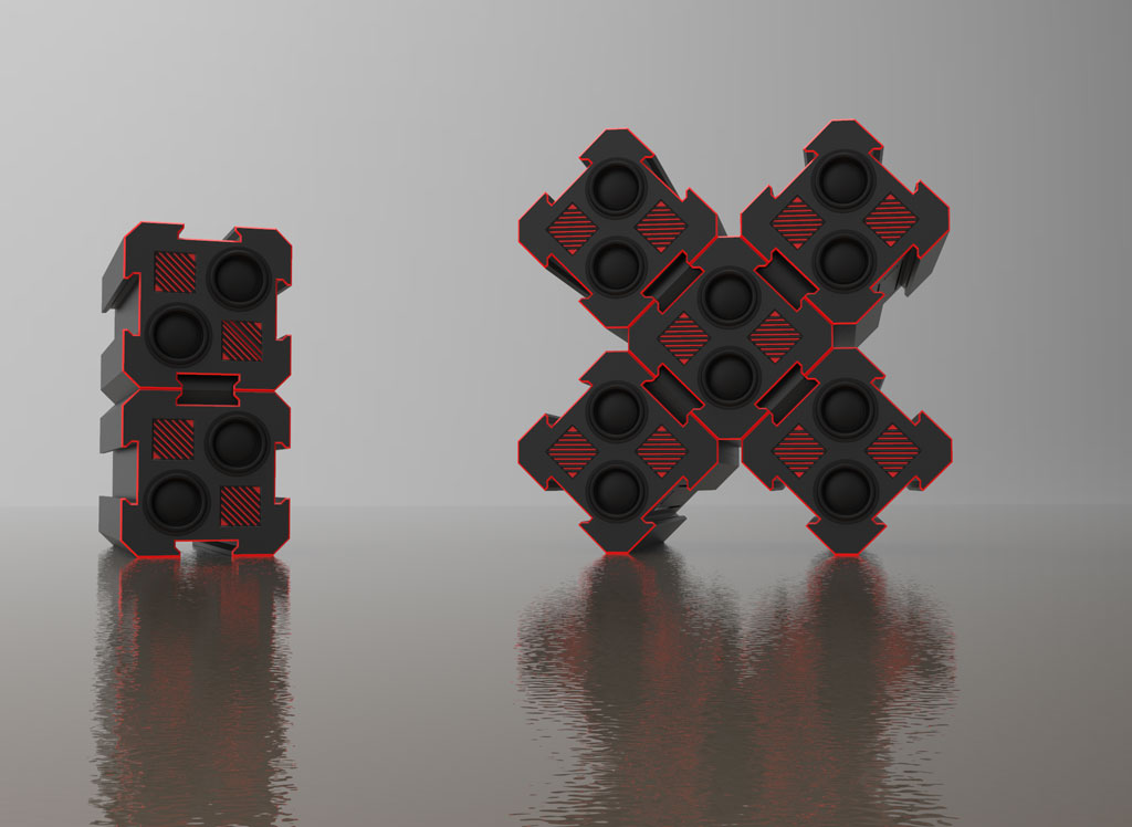 Speaker render modules in 2 & 5 unit configurations